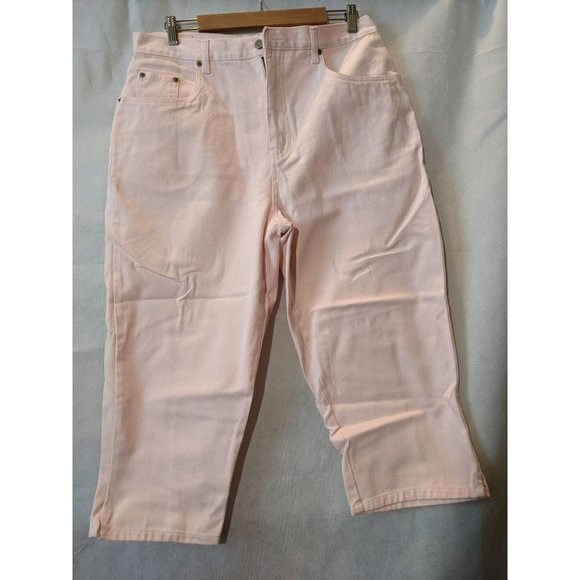 Halston Jeanswear Light Pink 100% Cotton Cropped Jeans Size 16 - Picture 1 of 4